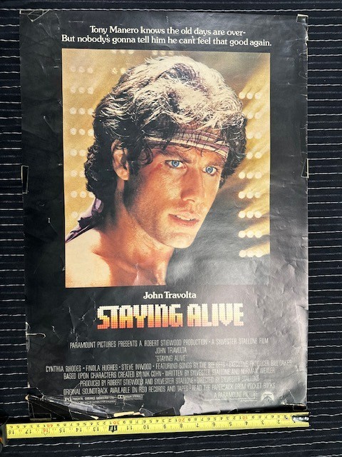 JOHN TRAVOLTA STAYING ALIVE POSTER RARE 1983 DAMAGED 17''x24''