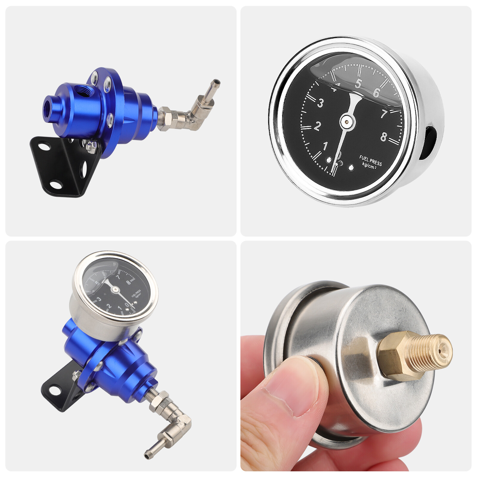 Adjustable Fuel Pressure Regulator Gauge Kit Universal Vehicle Refitting 160 psi