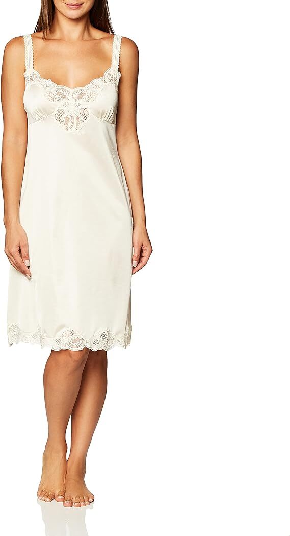 Antistatic adjustable strap lace inset full length slip S-6X choice of 3 colors