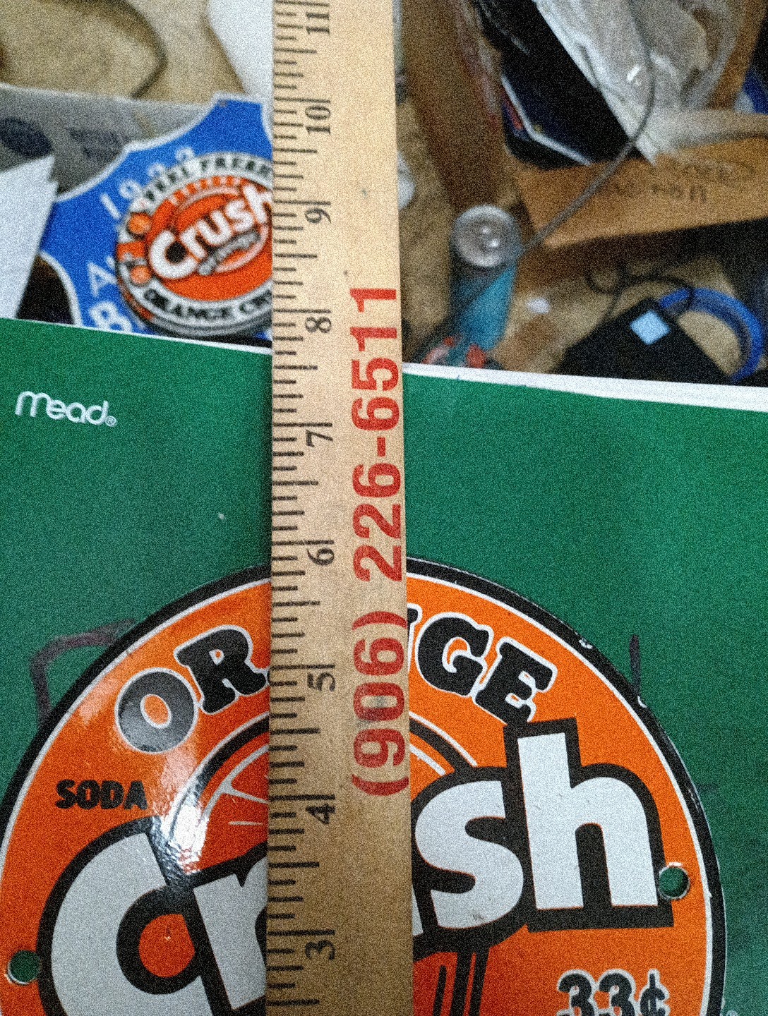 Round Porcelain Orange Crush Soda Sign