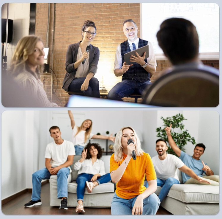 Micrófonos Inalámbricos UHF Duales para Karaoke con Receptor Recargable, Nuevo