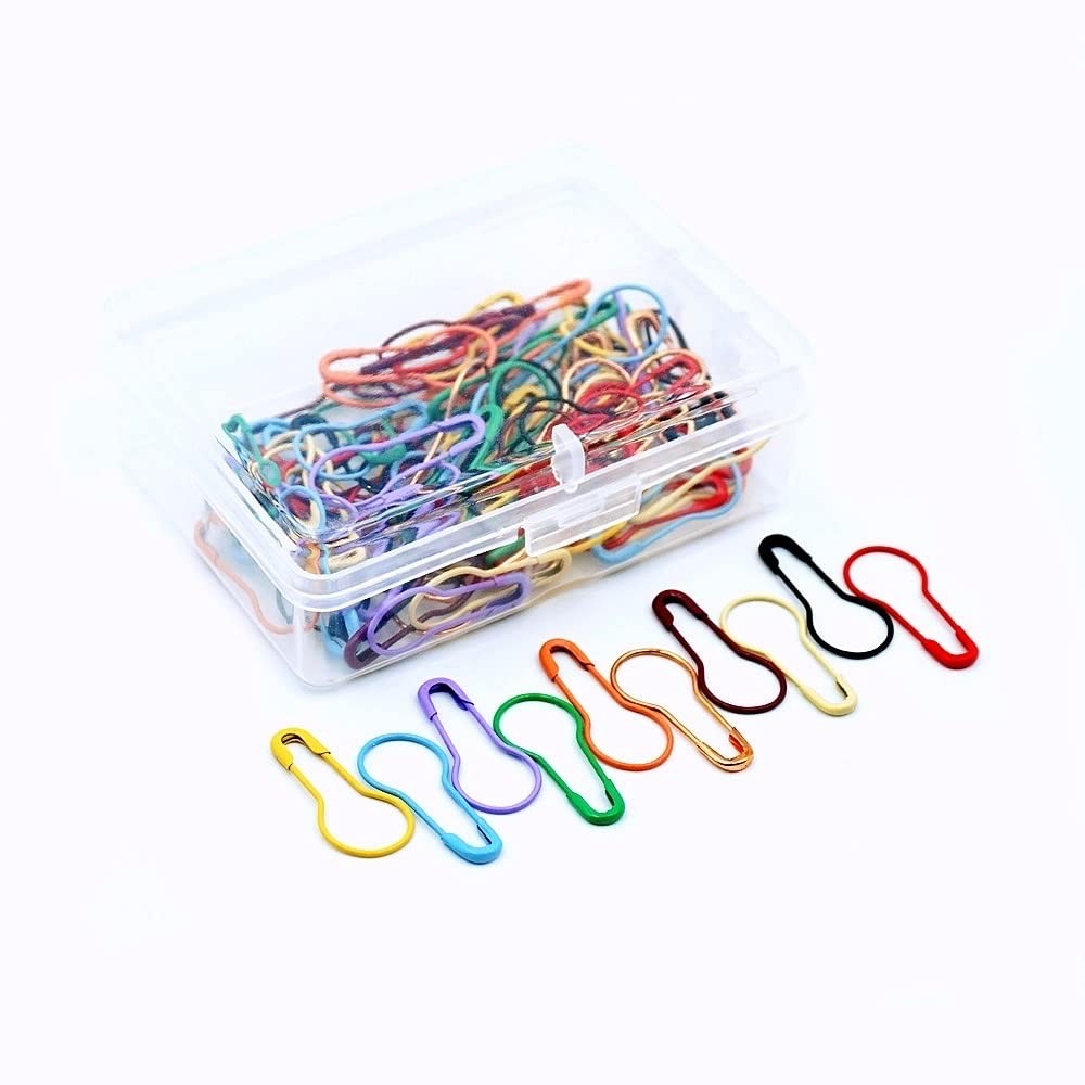100 Pieces Safety Pins, Bulb Stitch Markers 10 Colors Assorted Metal Calabash.