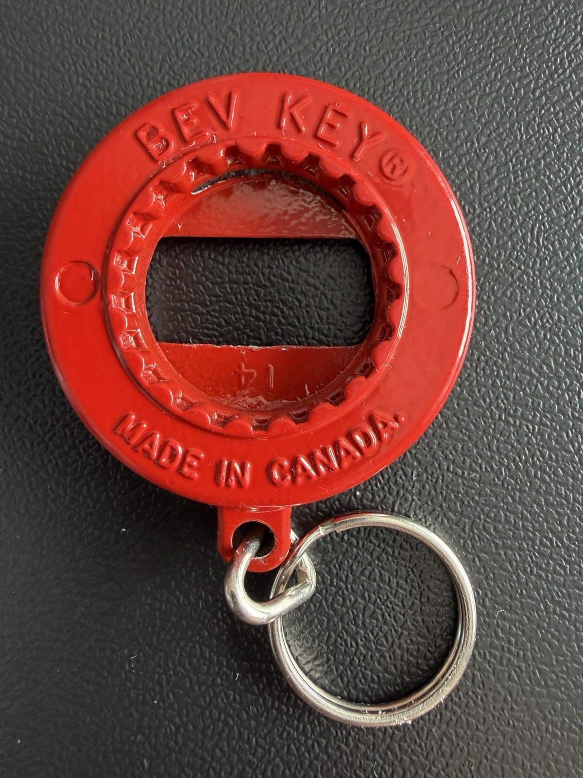 Vintage Red Metal Budweiser Bev Key 3-in-1 Bottle Opener Keychain