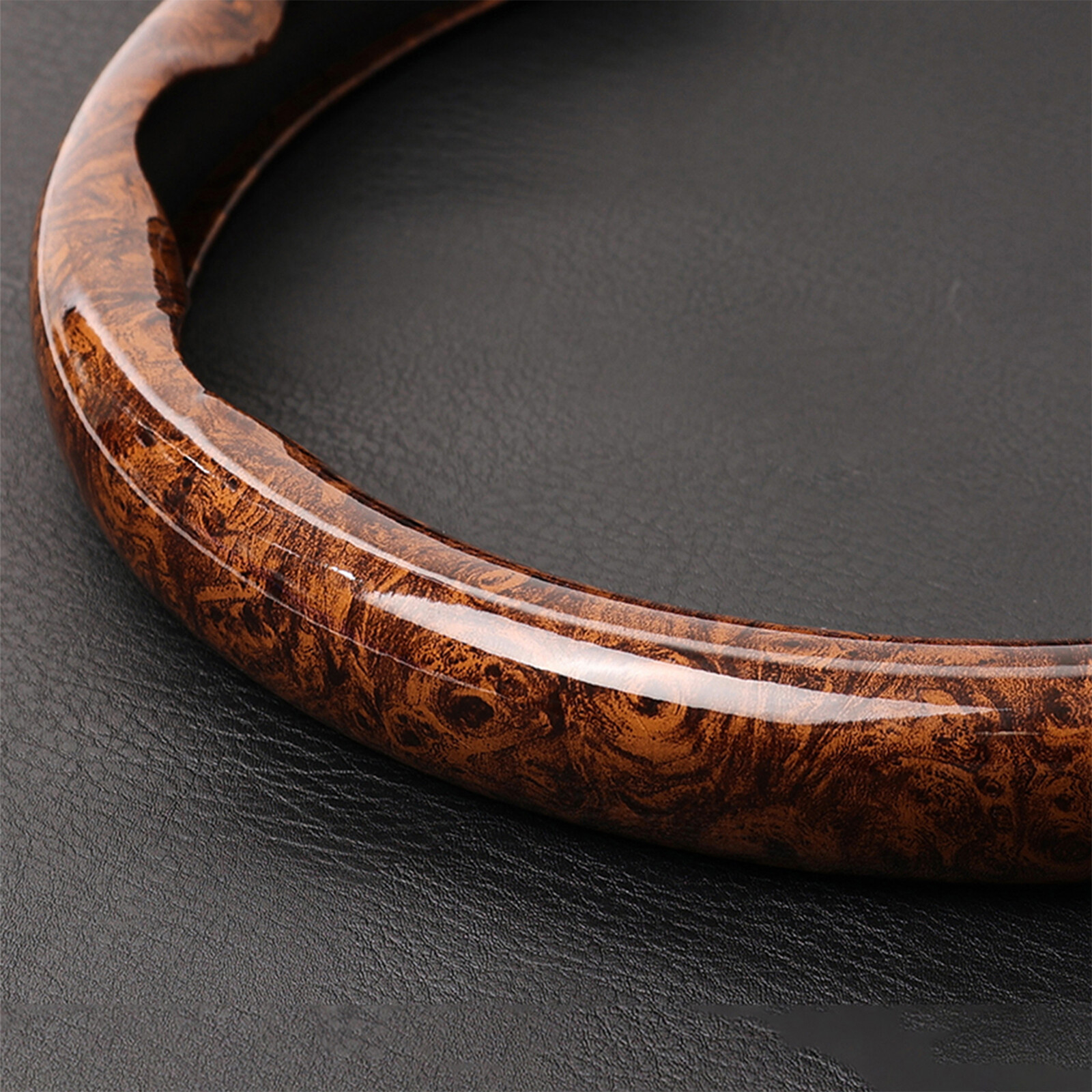 Car Steering Wheel Cover Mahogany Wood Grain Interior Accessories Universal Wrap