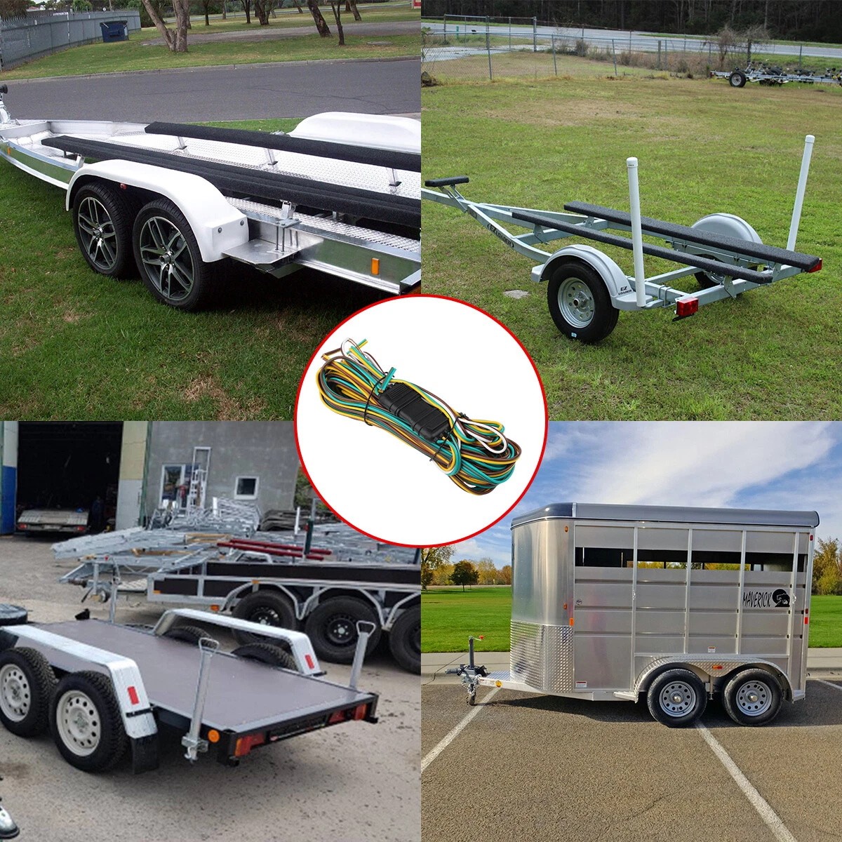 25' 4 Pin Flat Trailer Wiring Harness Kit Wishbone Style for Trailer Tail Lights