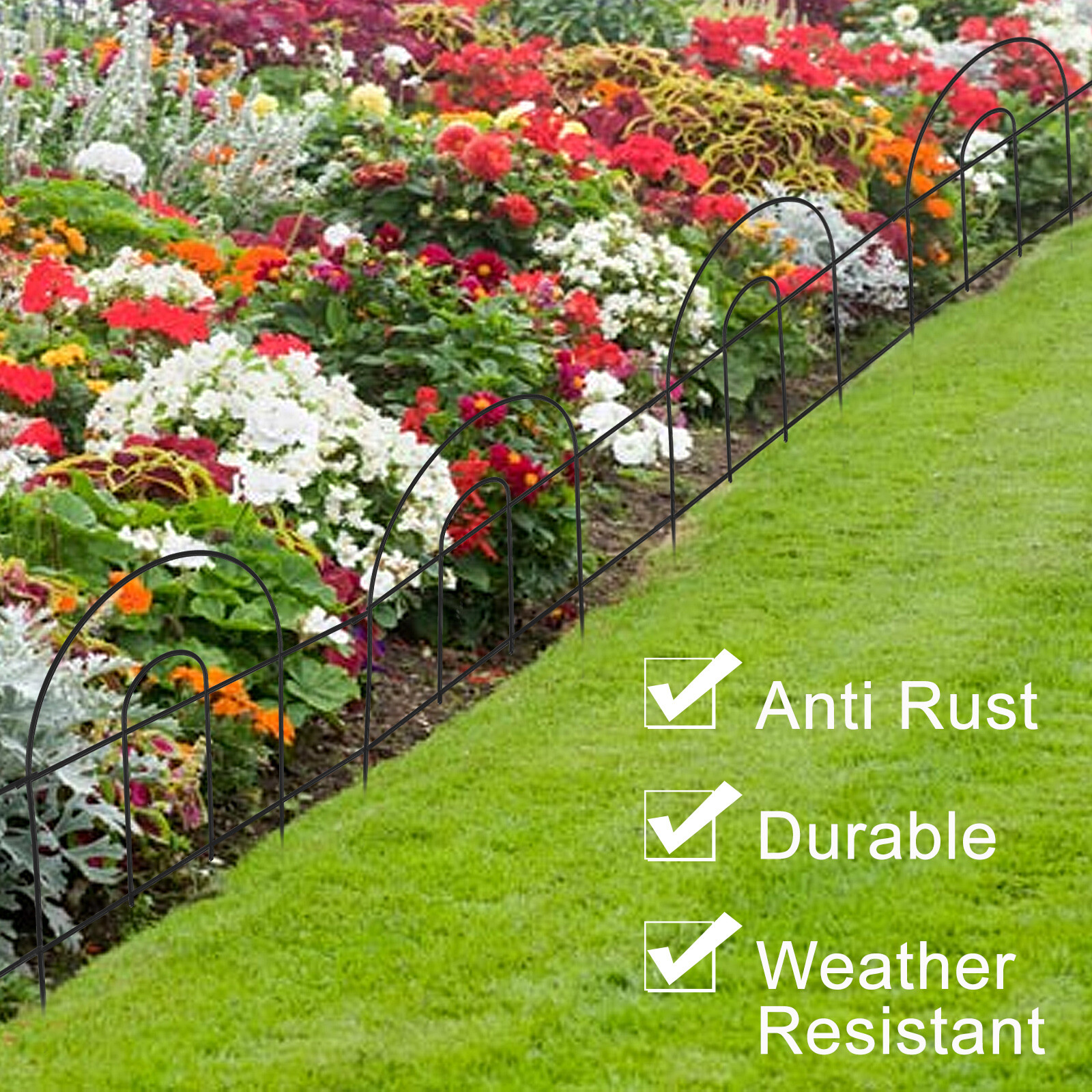 50' X 18" Garden Border Fence 35 PCS Folding Fence Pannel Animal Barrier Metal