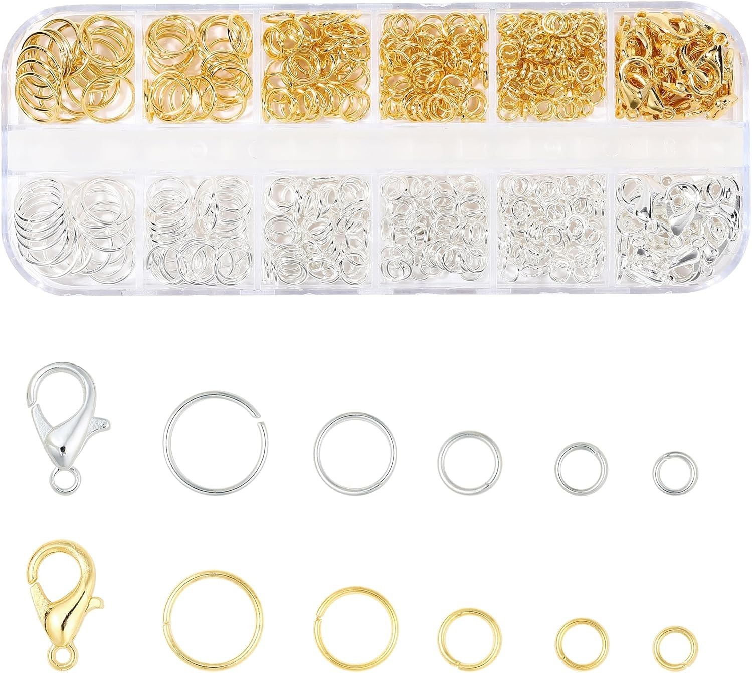 1200 Pcs Jump Rings for Jewelry Making Supplies, Necklace Repair Kit with Open/C