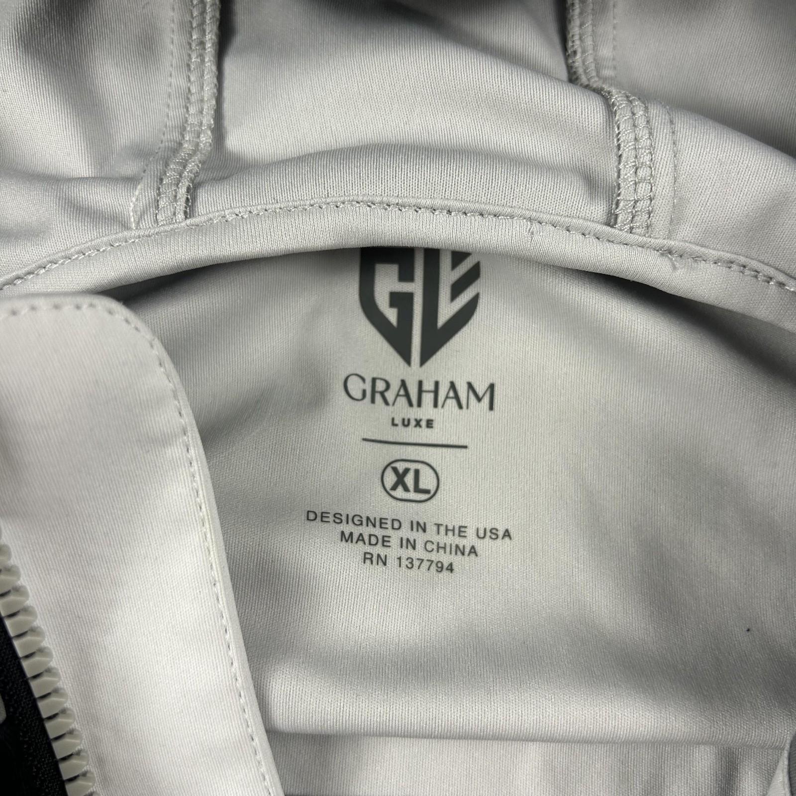 Graham Luxe Jacket Mens XL Black Gray Hooded Full Zip Softshell Windbreaker