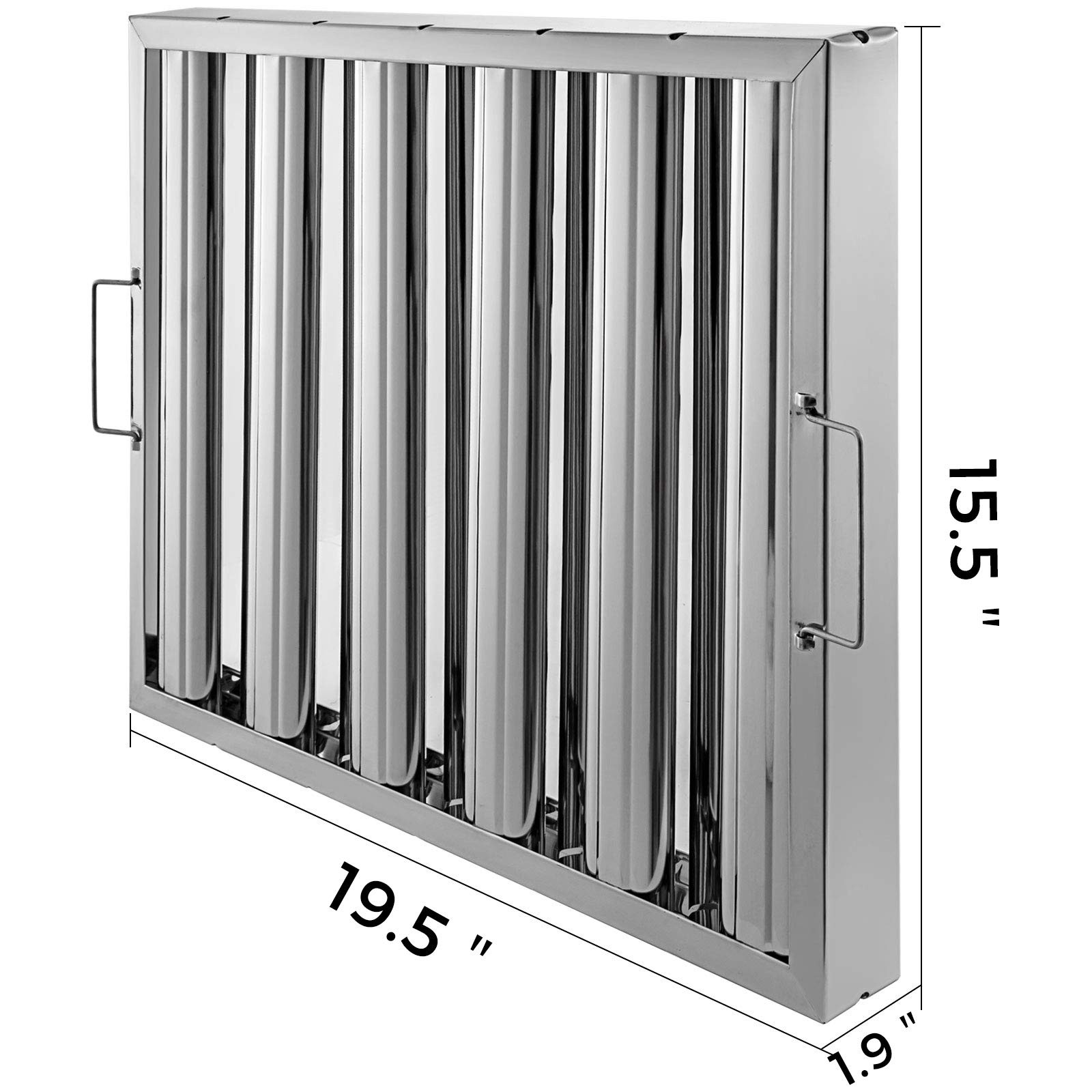 Pack of 6 Hood Filters 19.5W X 15.5H Inch 430 Stainless Steel 5 Grooves
