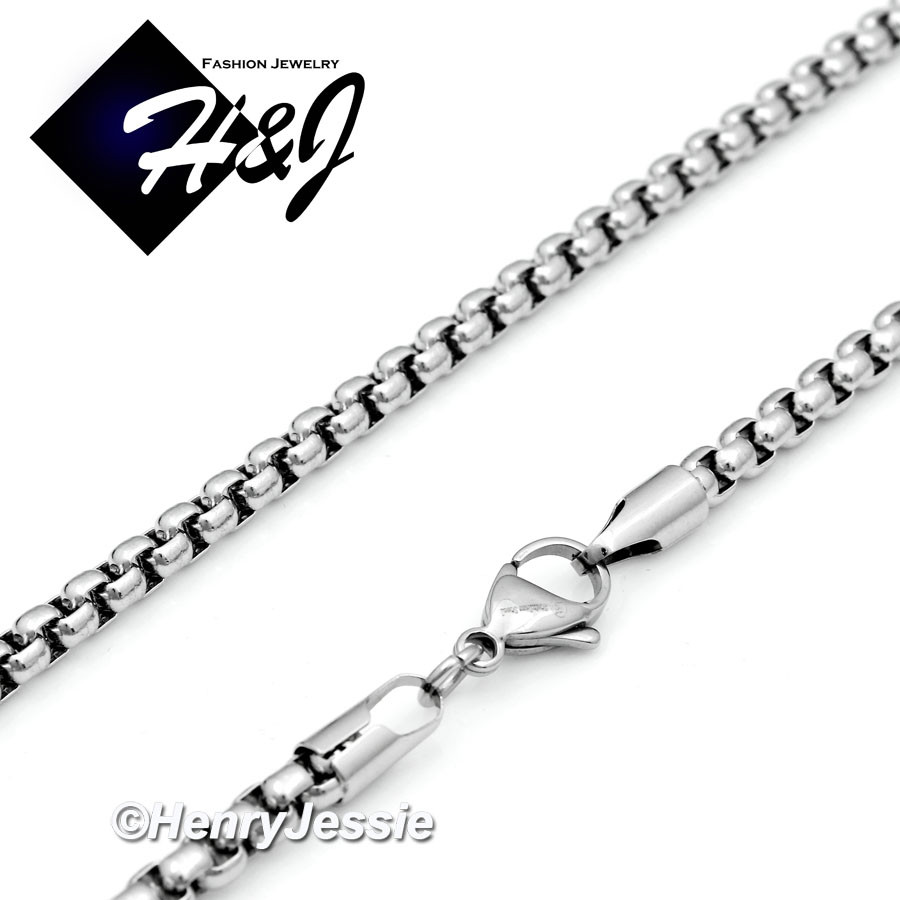 16-40"MEN Stainless Steel 2mm/3mm/4mm/5mm/7mm Silver Smooth Box Chain Necklace
