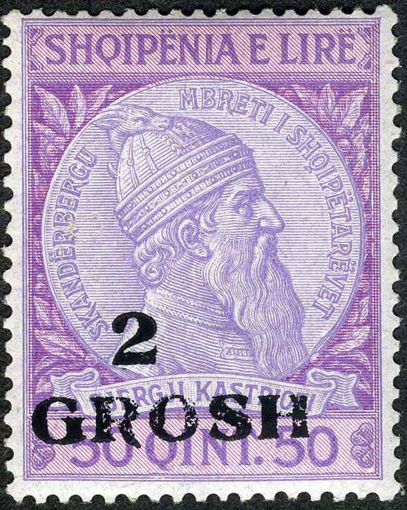 Albania 1914 King Skanderbeg 2 Grosh Overprint MNH (SC# 51)