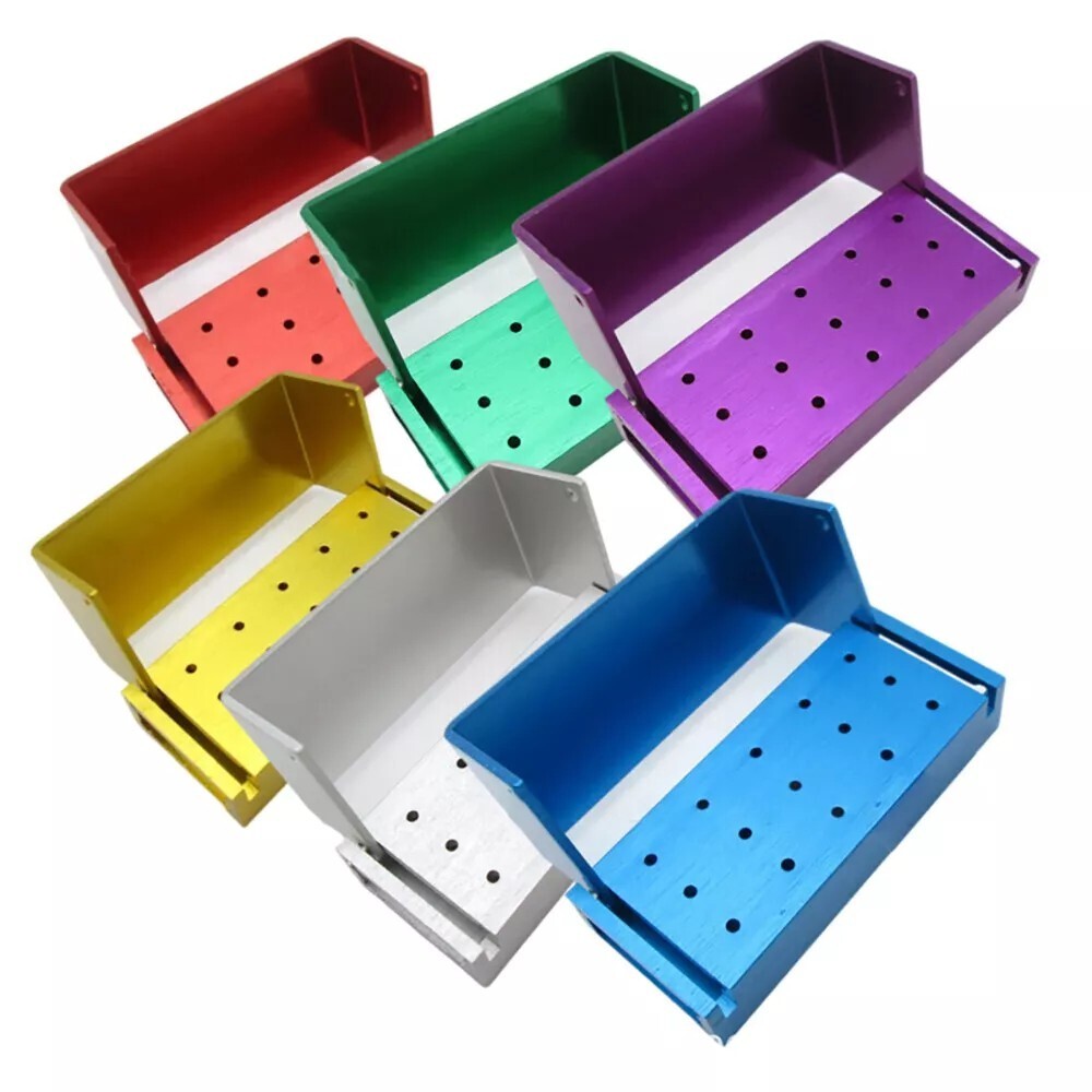 Dental Bur Holder Block Disinfection Box 10/15/16/24/30/56/100/142/152 Holes