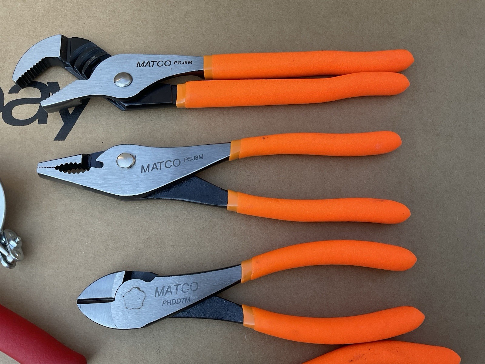 Matco Tool Lot. Pliers, Lock Pliers, Hammer, Adjustable Wrench Etc 12pc Like New