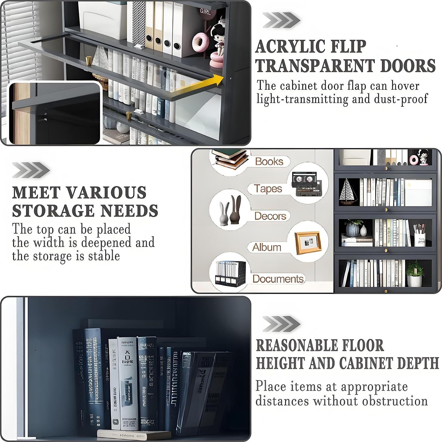 55 High 4 Tier Display Cabinet with Acrylic Doors for Collectibles