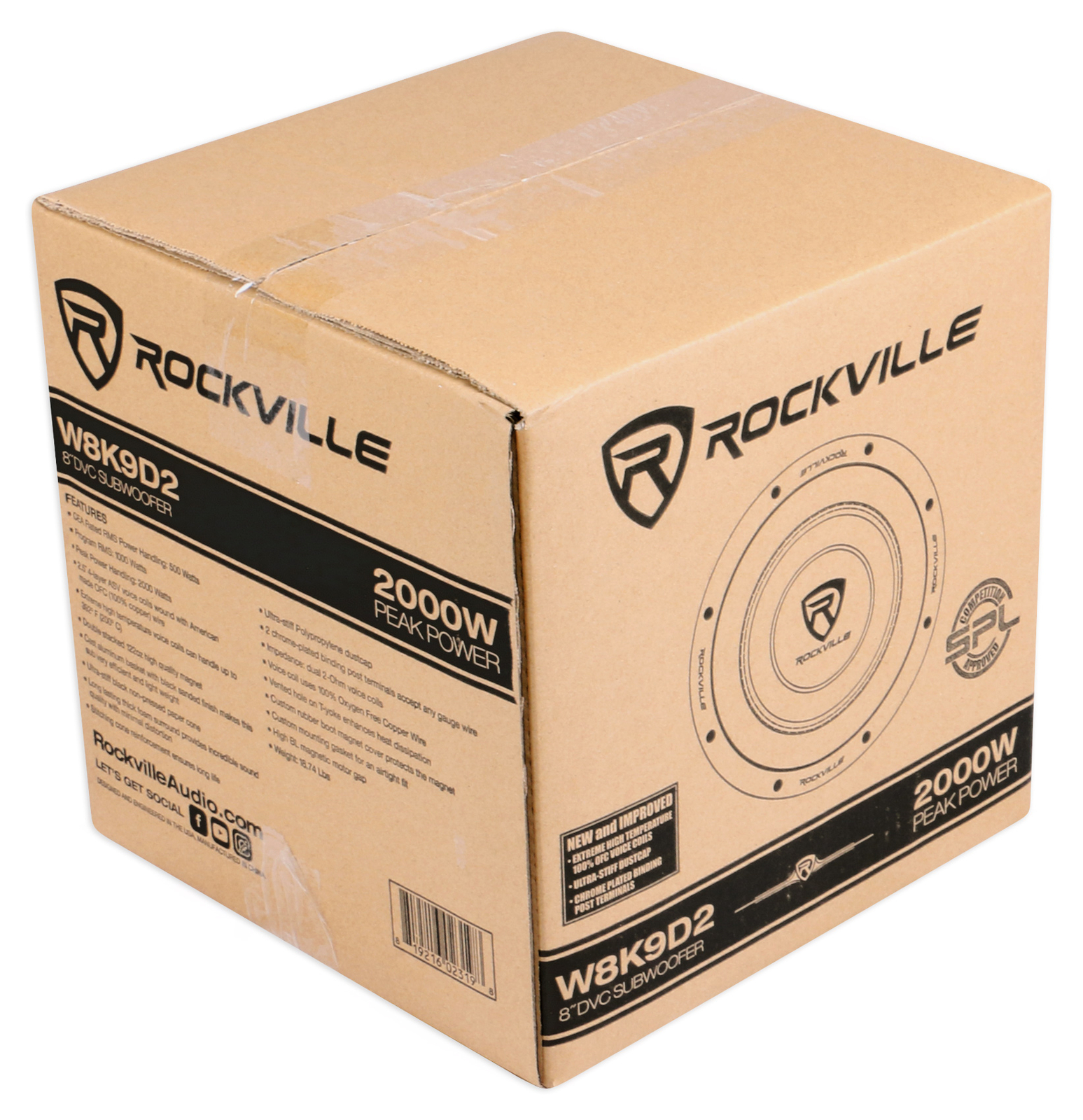 Rockville W8K9D2 8" Inch 2000w Car Audio Subwoofer Dual 2-Ohm Sub CEA Compliant