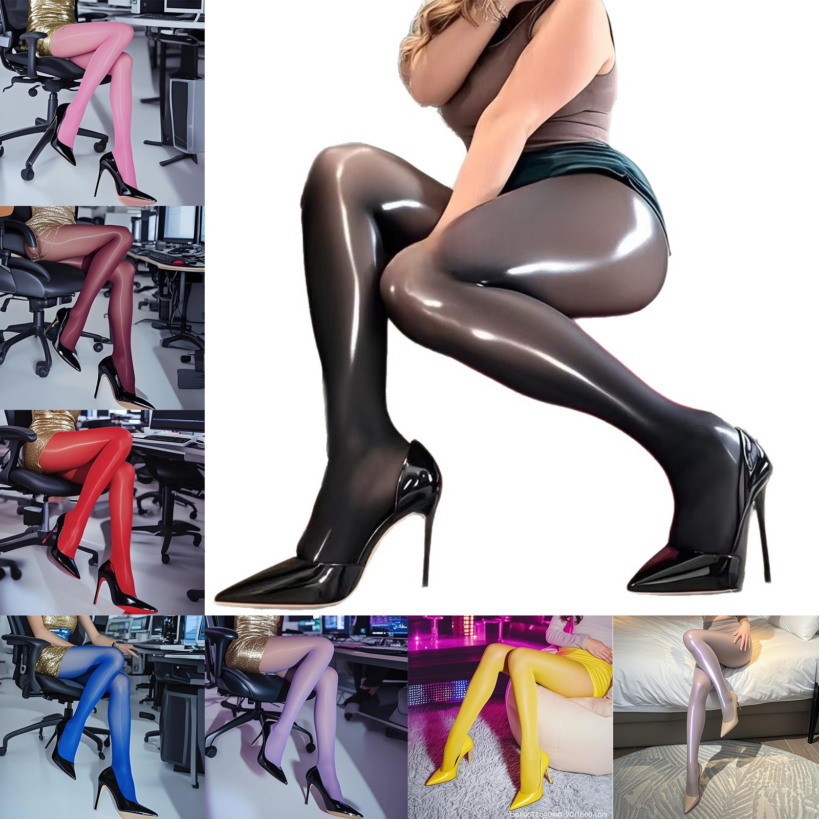 Ultra Oily Shiny 8D Pantyhose Plus Size Sheer Stockings Tights Up To 300lbs