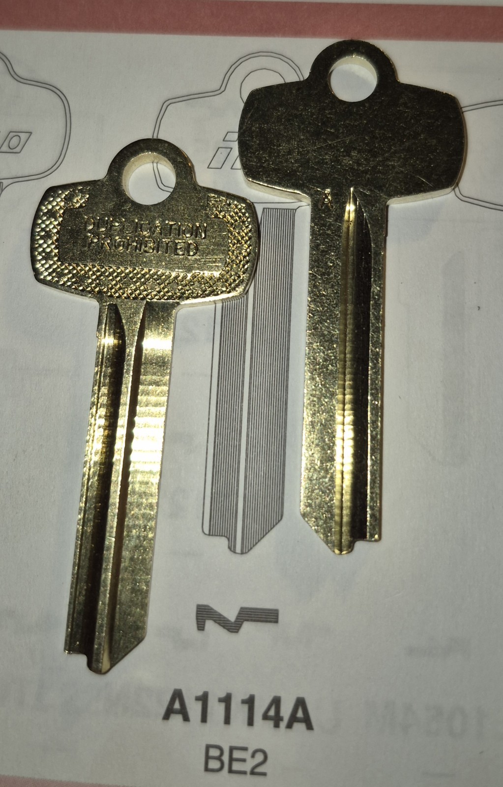 Best, A1114A, 1A1A1, BE2, 1114A, 114A , Key Blank. Stamp Duplication Prohibited.