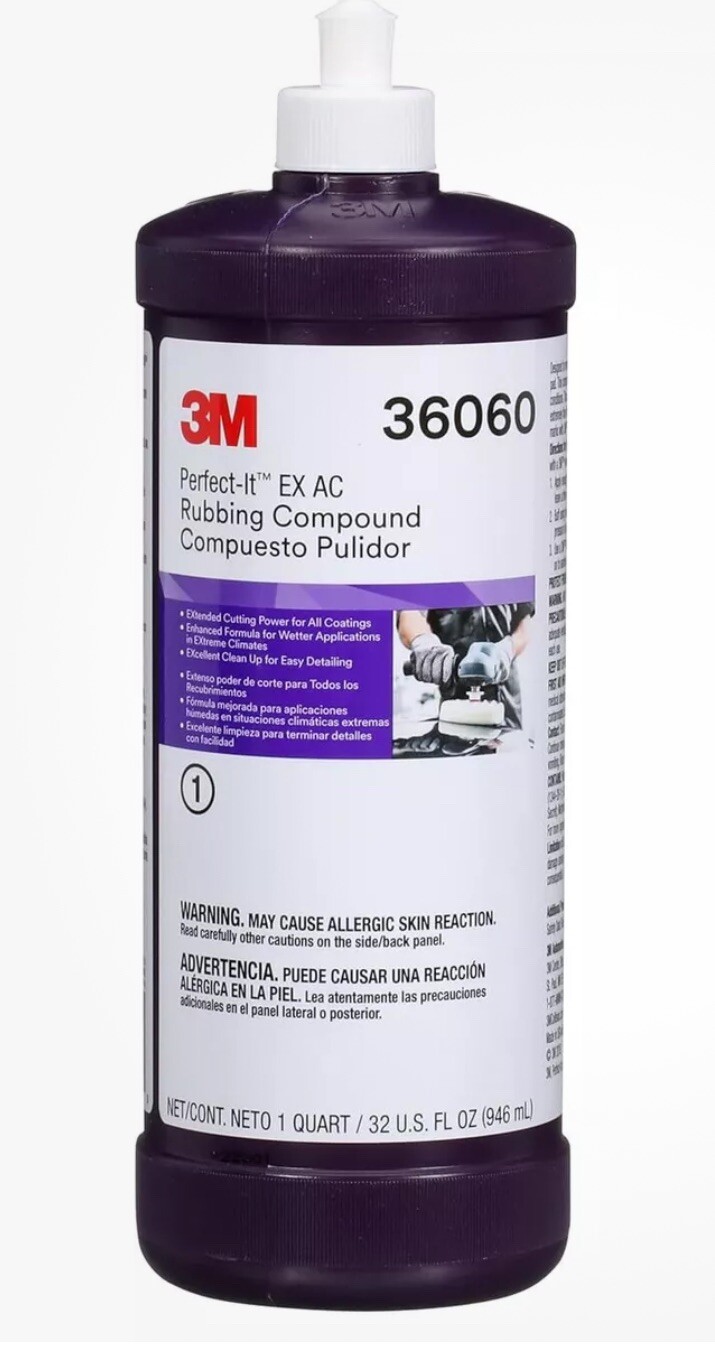 1 Quart 3M Perfect It EX Rubbing Compound 36060 - Heavy Duty Auto / Car Gloss