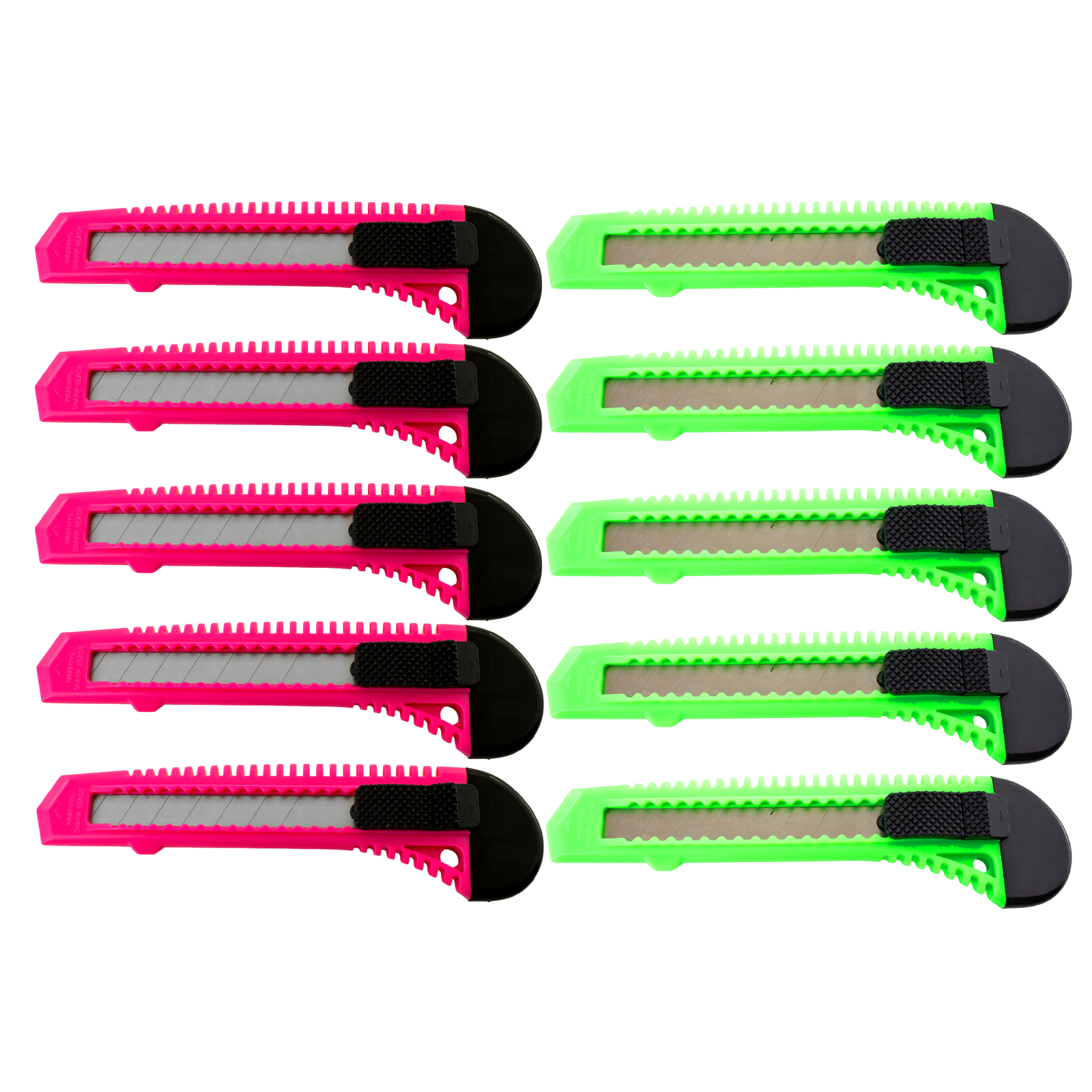 10 Safety Box Cutter Utility Knife Retractable Snap off Razor Blade PINK GREEN