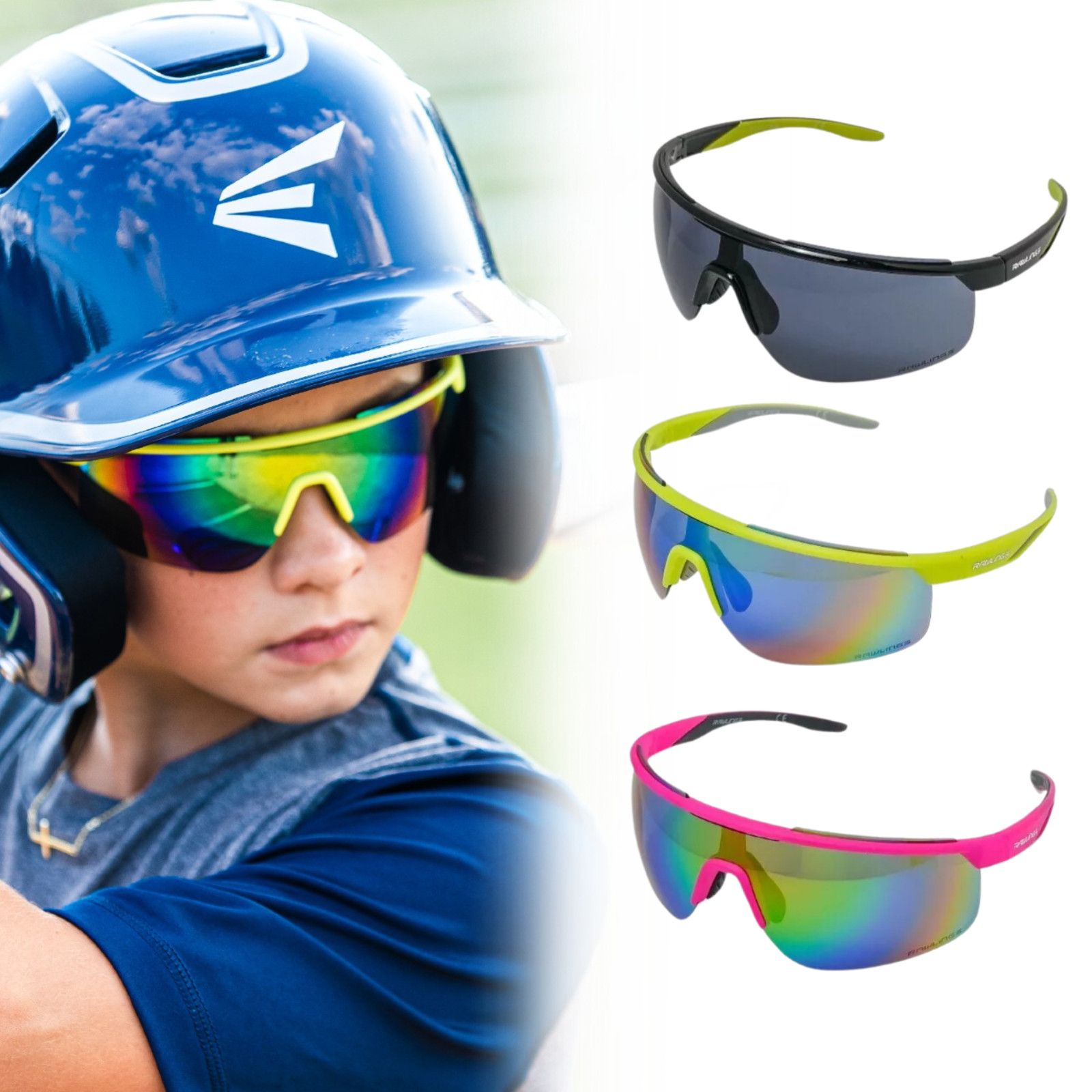 Rawlings Retro Vaporwave Shield Adult Baseball Sunglasses Sports Softball