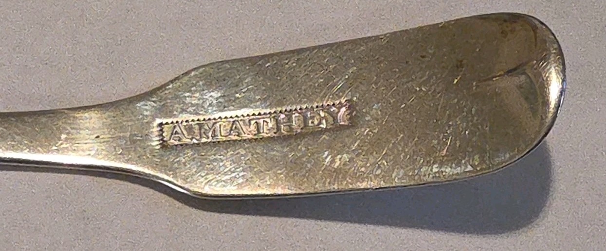 2 Antique American Coin Silver Salt Cellar Spoons 19th Century