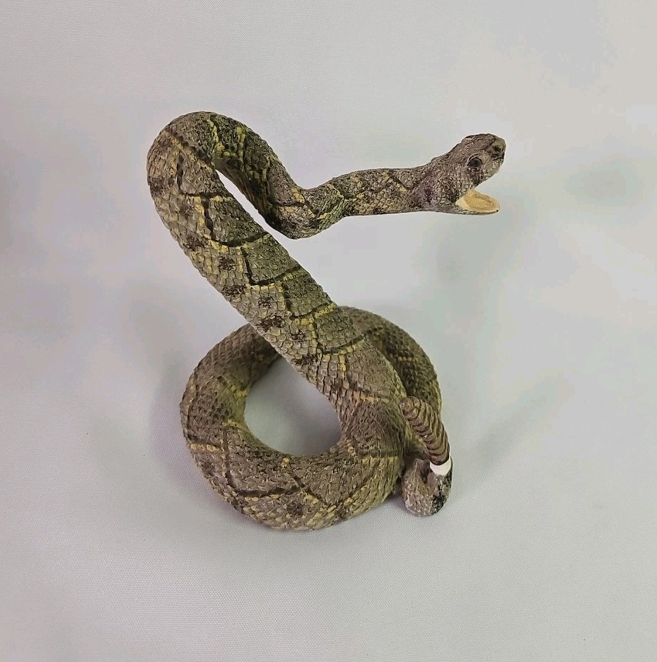 Vintage Snake Scary Coiled Rattlesnake Ceramic Figurine 4" Appx.