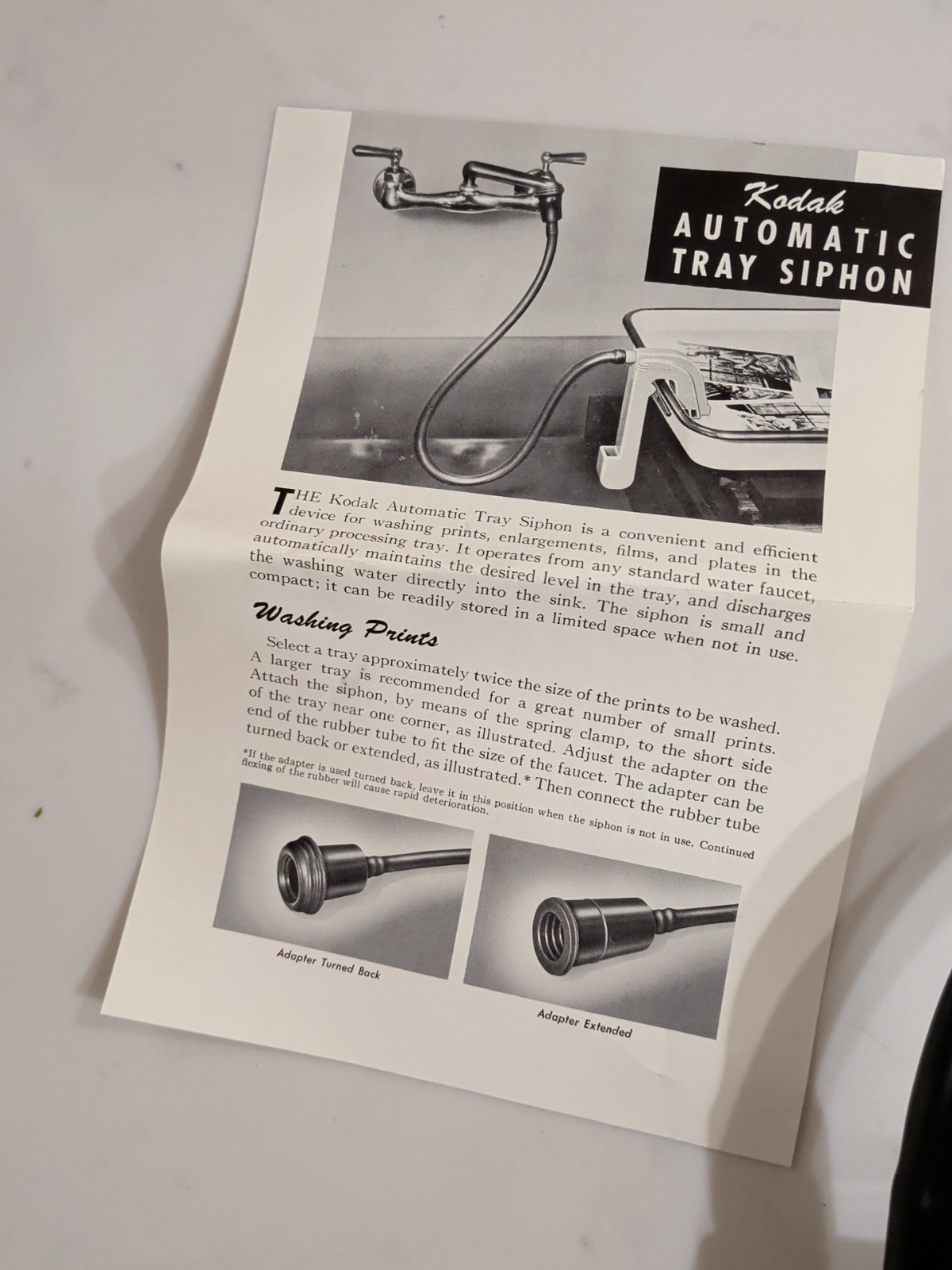 KODAK Automatic Tray Siphon for Darkroom RARE