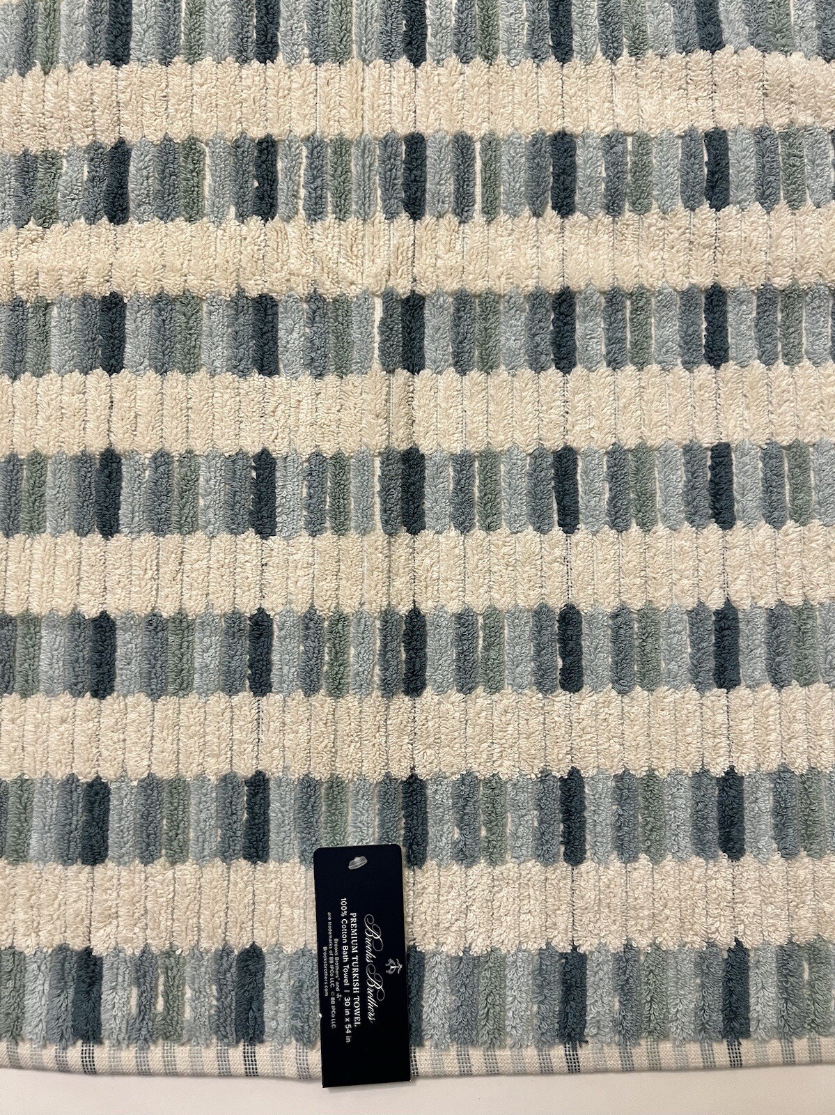 Brooks Brothers 2 Bath 2 Hand Premium Turkish Towel Set Tiles Ocean Blues Ecru