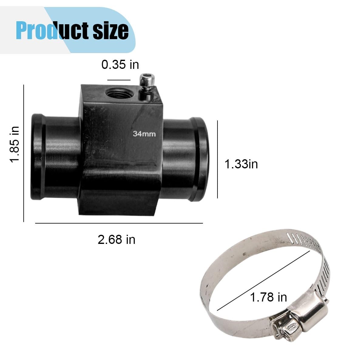 3PCS Auto Water Temp Joint Pipe, Aluminum Sensor Gauge Radiator Hose Adapter,...