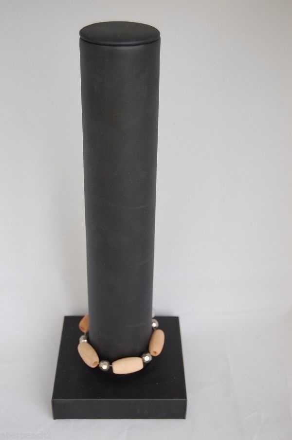 Hair Band Bangle Bracelet Display Black Faux Leather 4 1/4" Dia. x 13"H