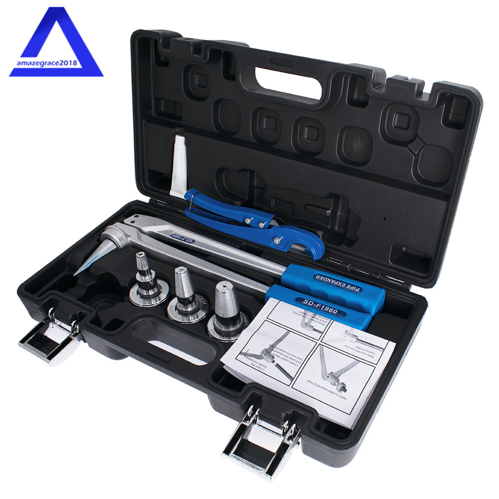 PEX Expansion Tool Kit With 1/2" 3/4" 1" Expansion Heads and Tube Cutting Plier