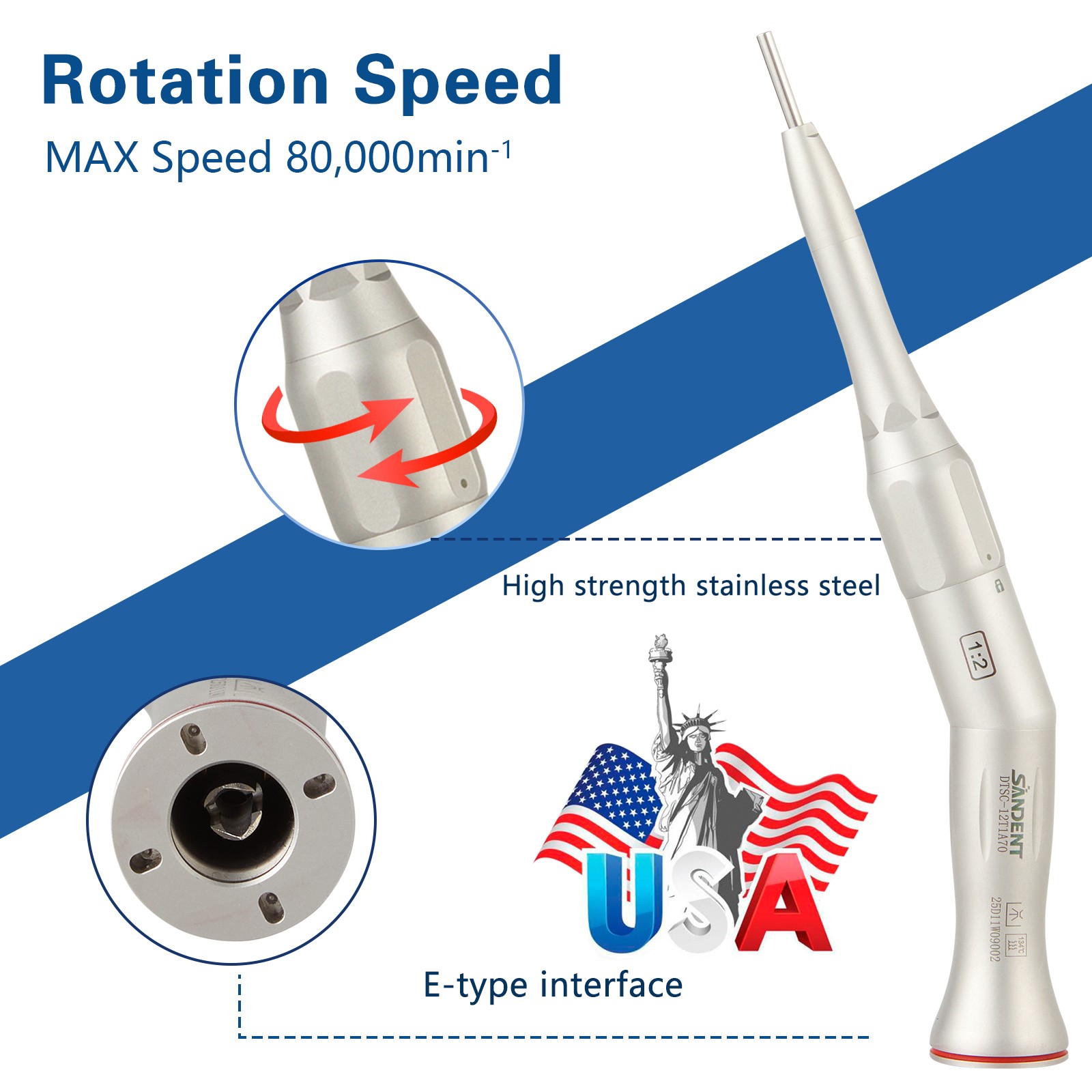 Dental Implant Motor Surgical Brushless Surgery Micromotor/1:2Surgical Handpiece