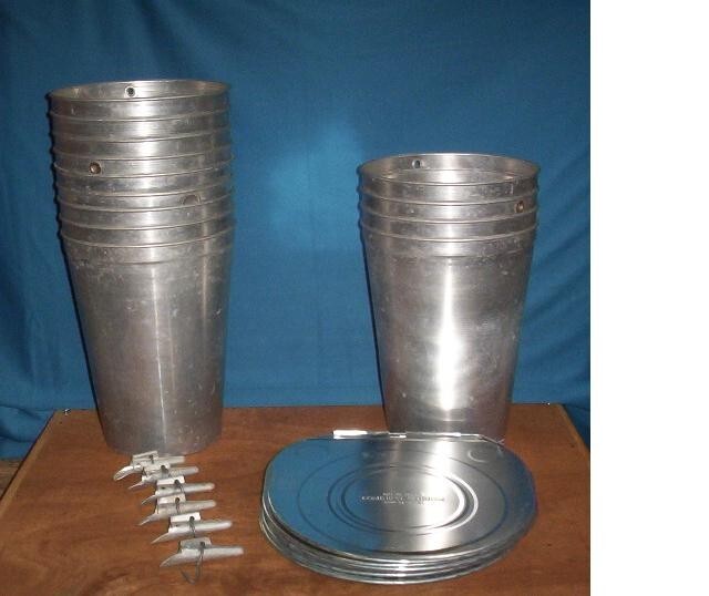 4 Sap Buckets + 4 'Dominion Grimm' Lids COVERS +4 TAPS Spiles Spouts Maple Syrup