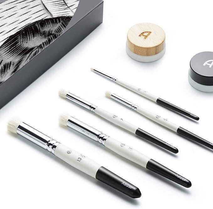 ARTIFY Drybrush Set with Dampening Pad and Brush Soap 5 Sizes Professional Brush