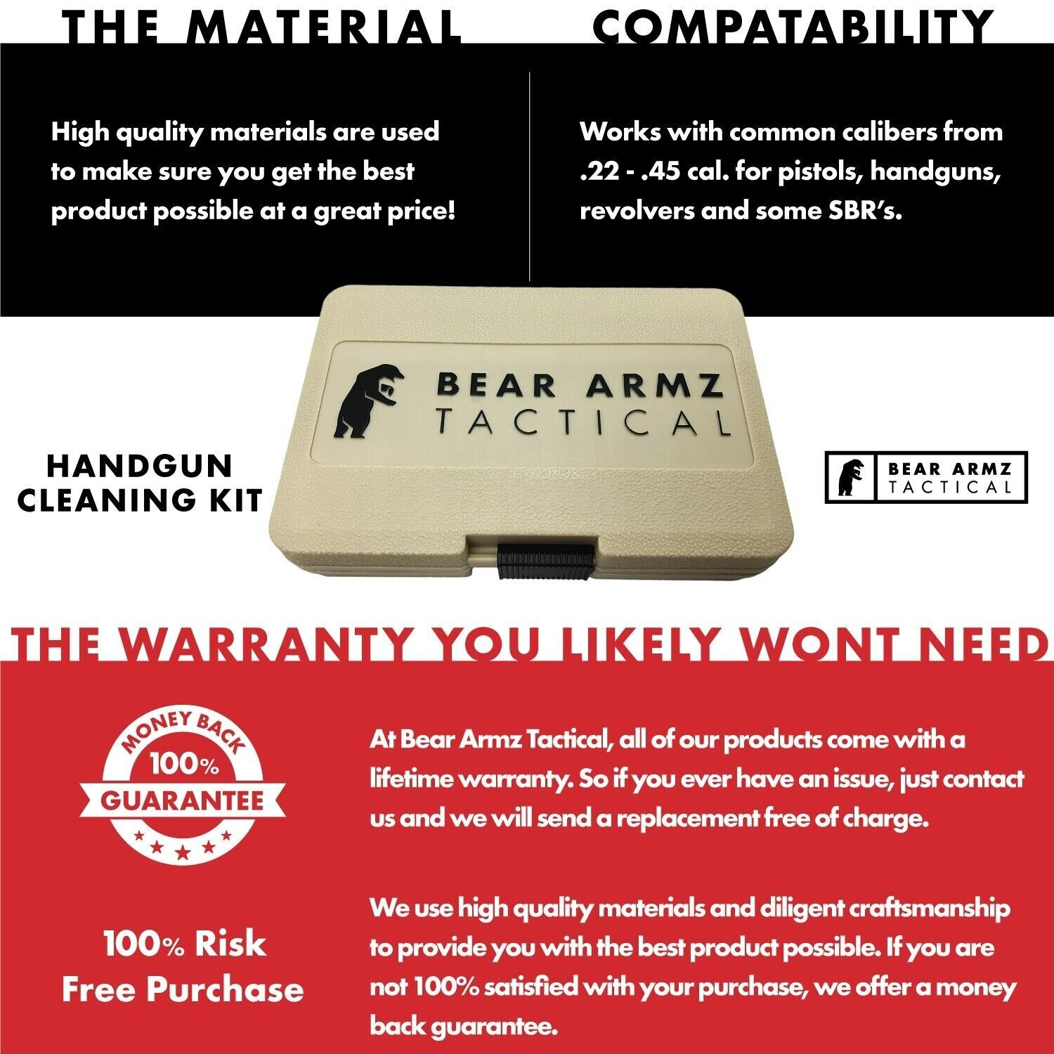 Universal Handgun Cleaning Kit for Pistols Revolver and SBR Calibers