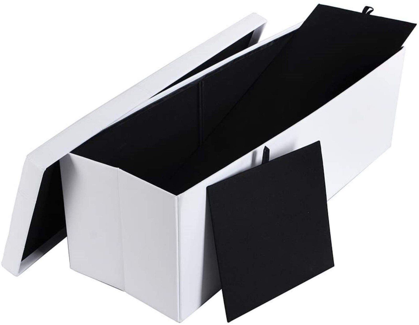 Faux Leather Folding Storage Ottoman Bench 43 inch - White