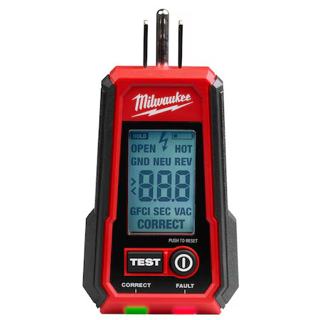 Milwaukee Tool 2224-20 Receptacle Tester, Lcd, Digital