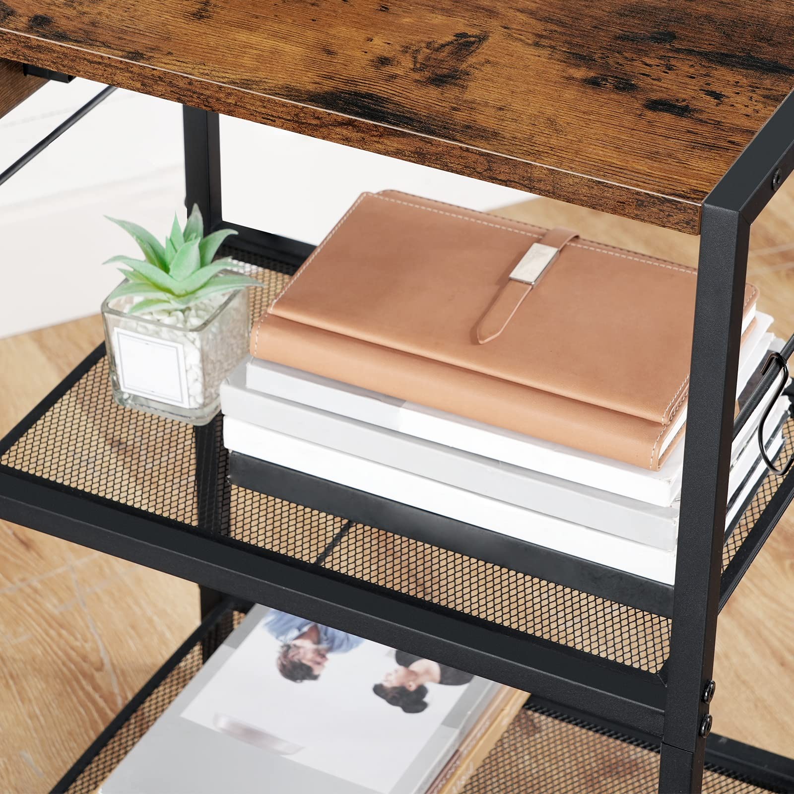 Industrial Printer Stand, 3-Tier Mobile Printer Table, Rolling Cart with Powe...