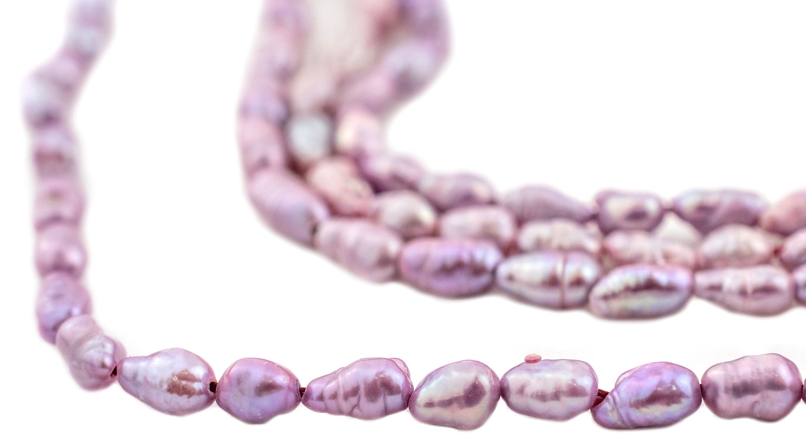 Lilac Purple Vintage Japanese Rice Pearl Beads 5mm Oval 16 Inch Strand