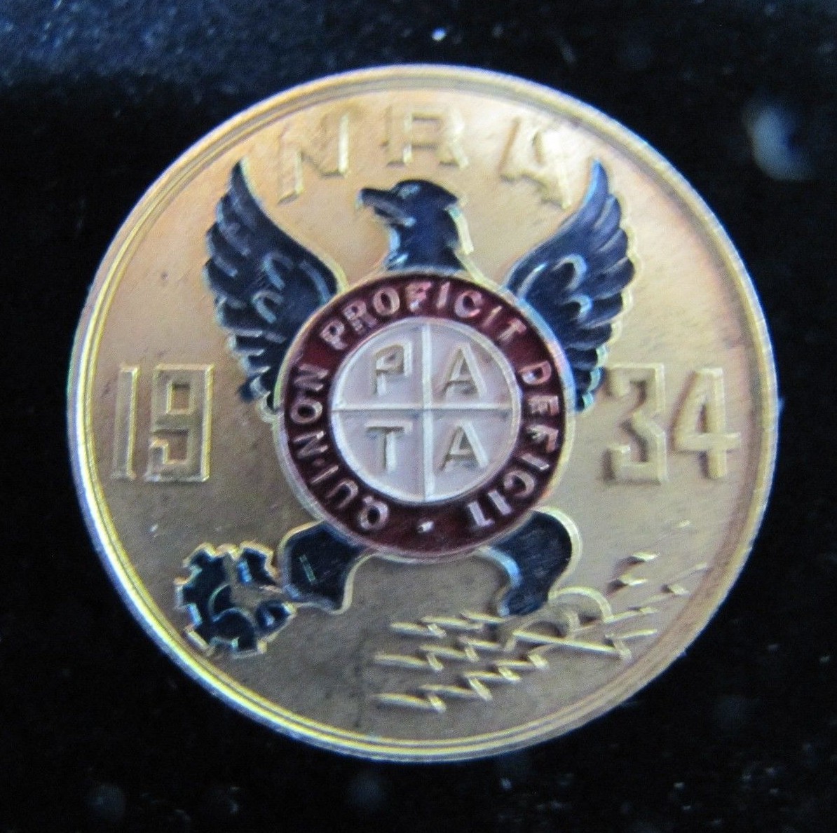 1934 NRA National Recovery Act Enameled Pinback Pin USA