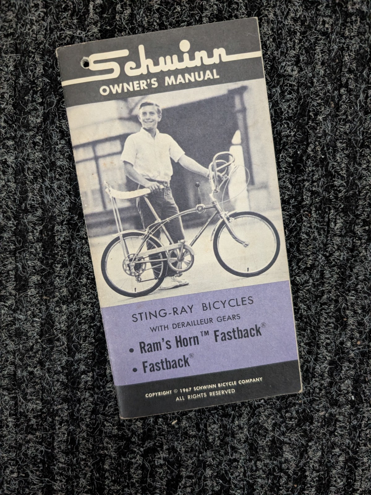 SCHWINN 1967 Bicycle Fastback & Rams Horn Stingray Owners Manual