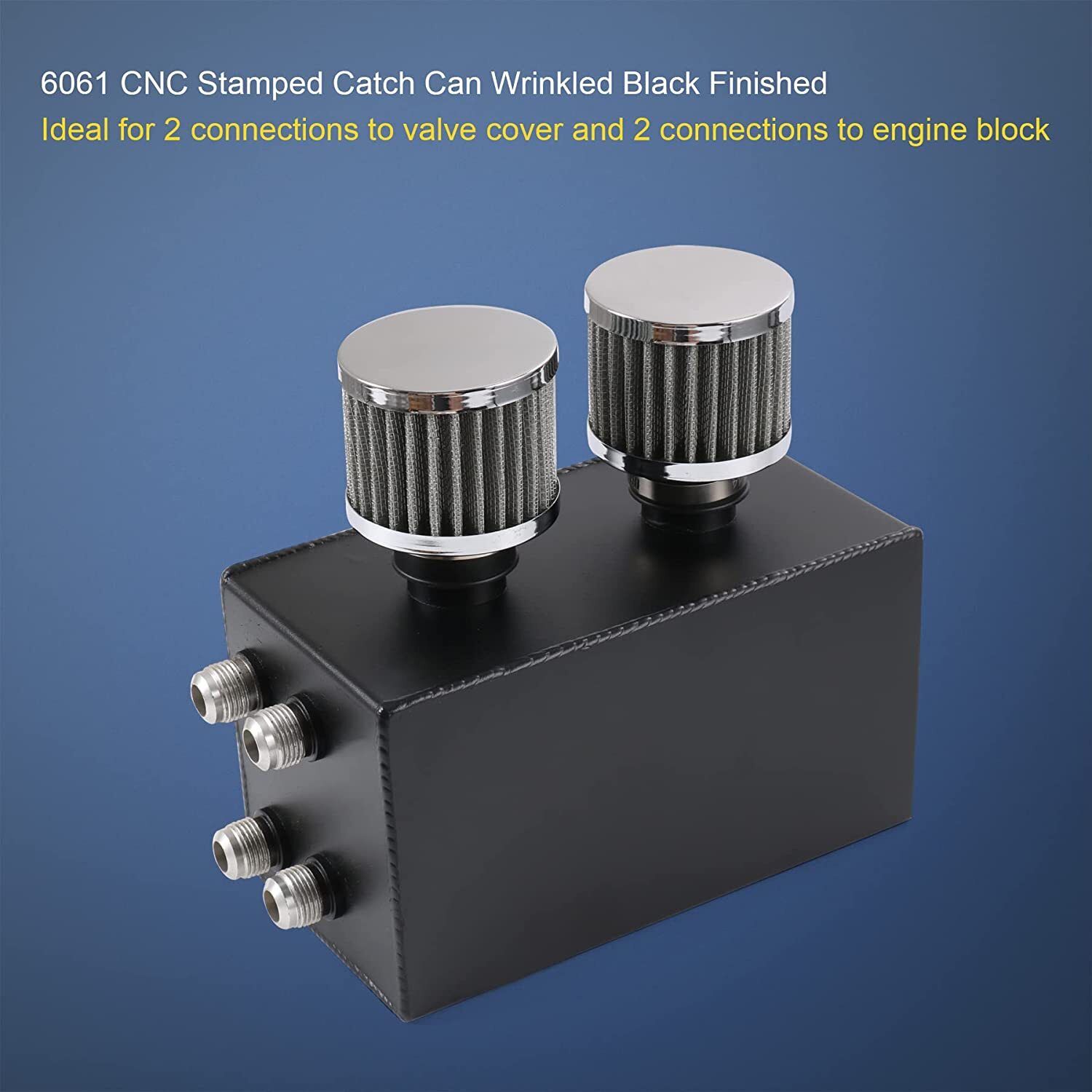 AN10 Oil Catch Can Reservoir Tank w Dual Breather Filter Baffled Tank Kit 4 Port