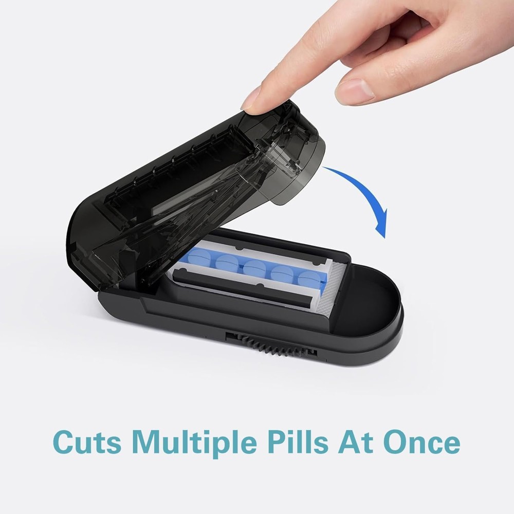 Pill Tablet Cutter Splitter Blade Box Case For Small / Large Pills Fast Easy Cut