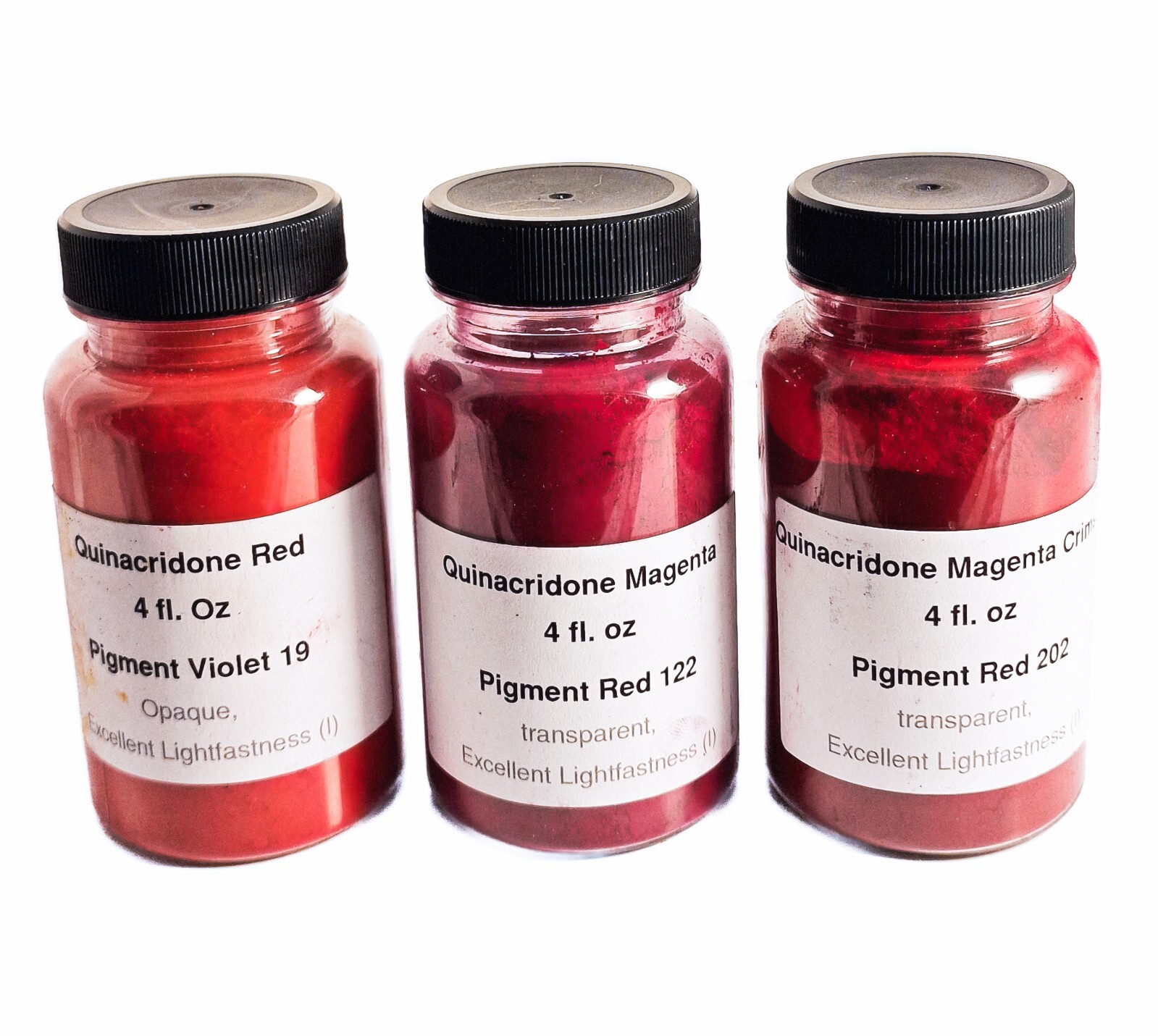 Quinacridone Burnt orange, Red, Magenta , Pigment Dry Powder set 5 x 4 fl.oz