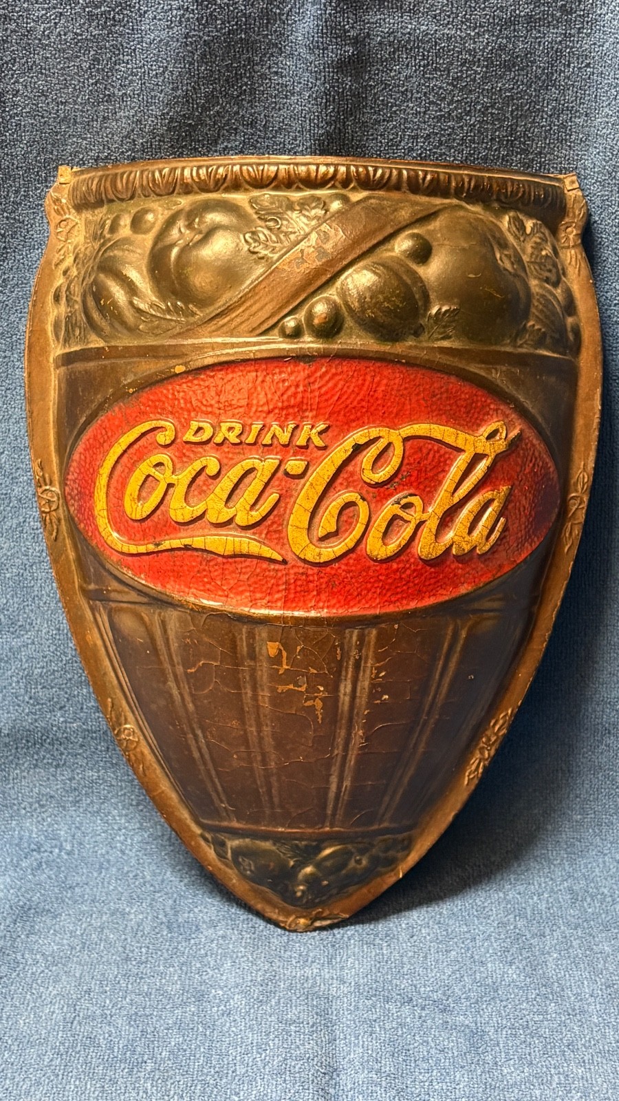 Coca Cola Original Wall Pocket Sconce Scarce Coke c.1925 Advertising Wall Sign