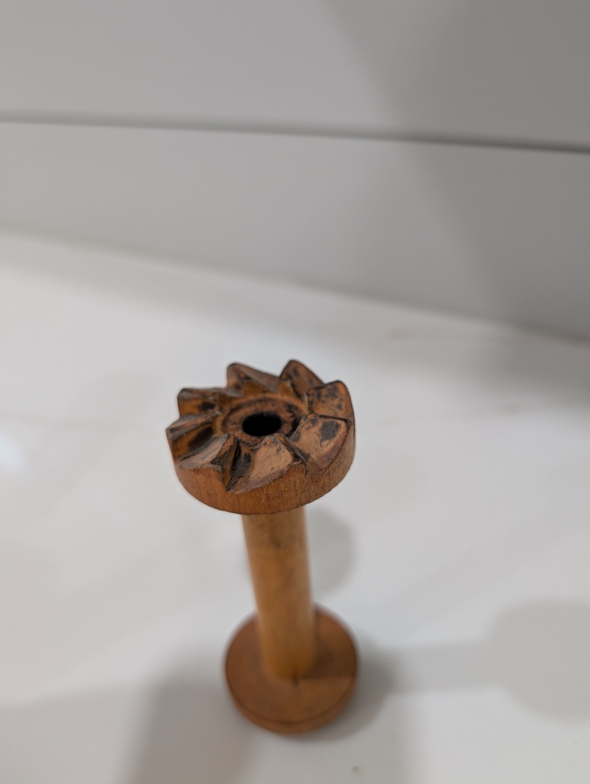 Vintage Set Of 3 Wooden Textile Bobbins Spools Industrial Sewing Primitive Decor