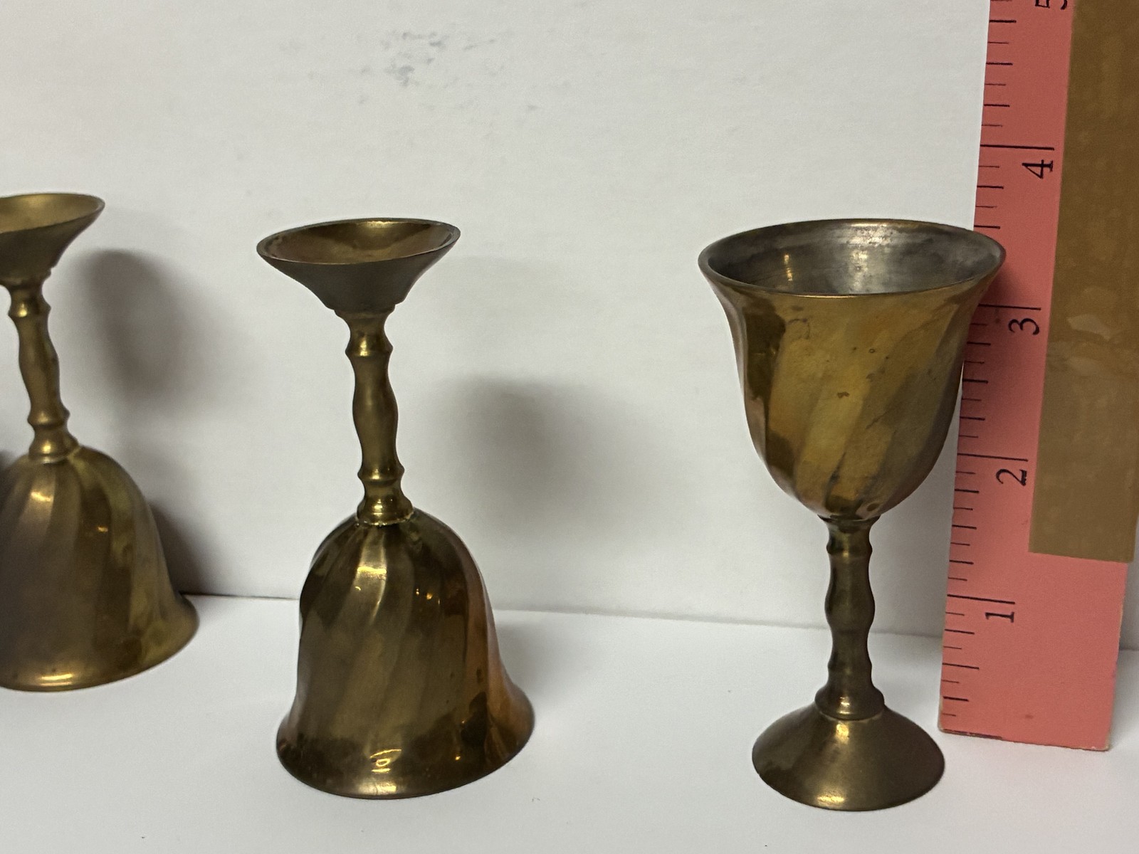 Vintage Brass Cordial Goblets Set of 6 with Hammered Tray Made in India