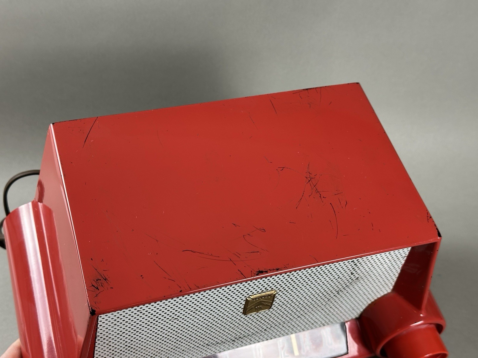 Vintage MCM 1950s Motorola 53H Tube Radio Red Atomic Age Powers On