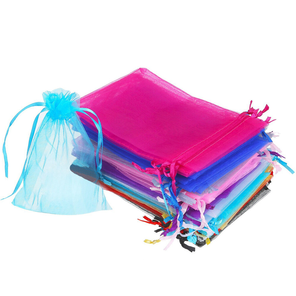 100/200pcs Gift Organza Bags Christmas Favors Pouches Jewelry Bag Wedding Party