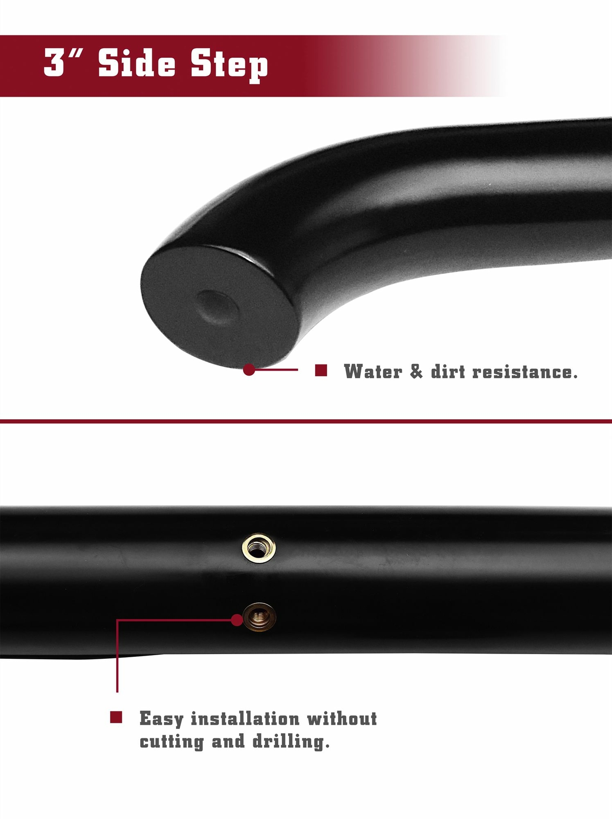 For 2005-2024 Nissan Frontier King Cab 3" Side Step Nerf Bar Running Board Black